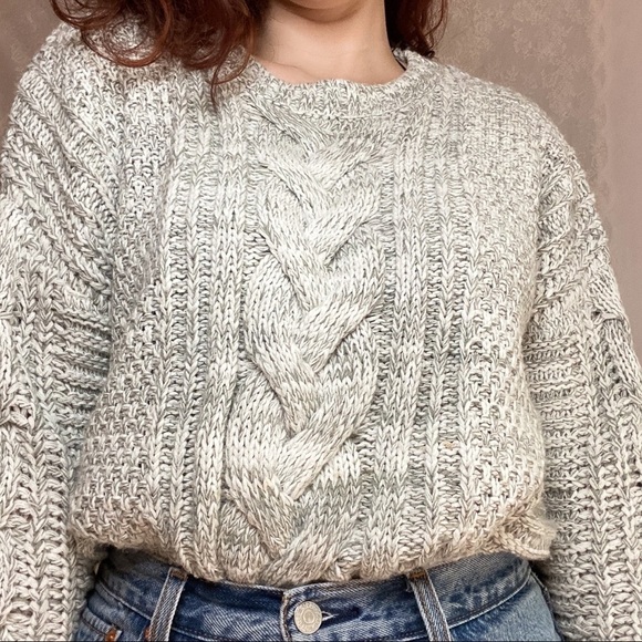 Moon & Madison Chunky Crop Cable Knit Sweater Boho Minimalist Cozy Fall Winter - Picture 3 of 6